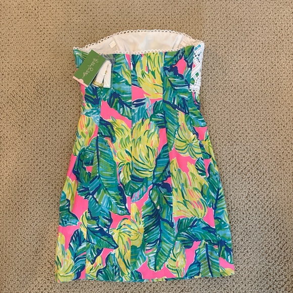 Lilly Pulitzer Strapless Dress - Pink and Green Leaf Print - Picture 2 of 2
